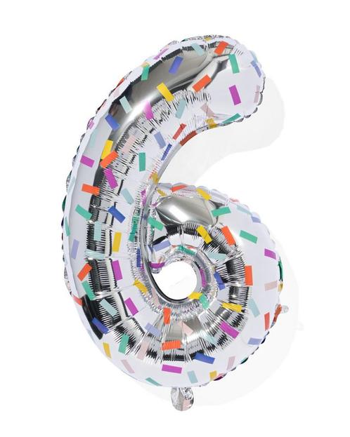 HEMA Folieballon cijfer 6 confetti XL, Hobby en Vrije tijd, Feestartikelen, Nieuw, Verzenden