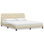 vidaXL Bed met matras stof crèmekleurig 180x200 cm, Huis en Inrichting, Slaapkamer | Bedden, Eenpersoons, Verzenden, Nieuw, 80 cm