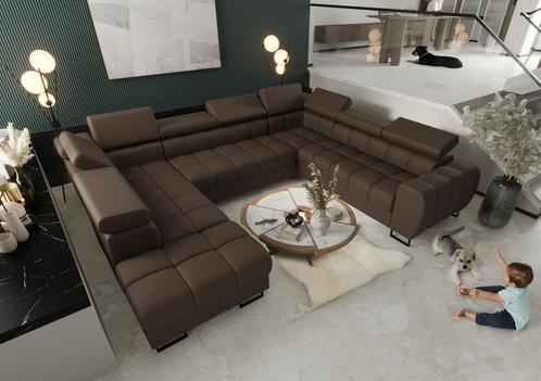 Luxe leren hoekbank U-vorm | echt leder | slaapbank 350cm, Huis en Inrichting, Banken | Bankstellen, 300 cm of meer, Hoekbank