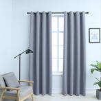 vidaXL Gordijn verduisterend met metalen ringen 2 st 140x175, Verzenden, Nieuw, Grijs