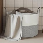 vidaXL Opbergmand Ø 51x33 cm katoen grijs en wit, Huis en Inrichting, Woonaccessoires | Schalen en Manden, Verzenden, Nieuw