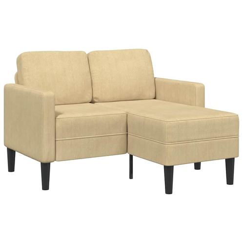 vidaXL 2-zitsbank met chaise L-vorm 125 cm linnen lichtgroen, Huis en Inrichting, Banken | Bankstellen, Nieuw, Stof, Tweepersoons