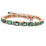Armband - 18 karaat Roségoud - 14.42ct. tw. Smaragd -, Sieraden, Tassen en Uiterlijk, Armbanden, Nieuw