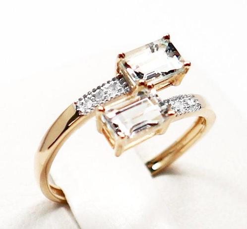 Zonder Minimumprijs - Ring - 14 karaat Geel goud Aquamarijn, Sieraden, Tassen en Uiterlijk, Ringen