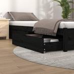 vidaXL Bedlades 4 st massief grenenhout zwart, Verzenden, Nieuw, Zwart, Hout