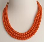 Ketting - 14 karaat Geel goud - Zalm/Rode Koraal, Sieraden, Tassen en Uiterlijk