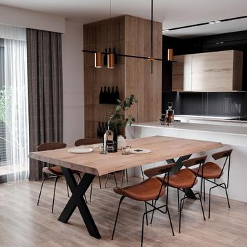 Eiken Tafels I BOOMSTAM - RECHT - (DEENS) OVAAL - VISGRAAD beschikbaar voor biedingen