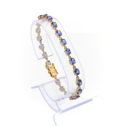 Gouden armband met amethist | 18,5 cm (diamant) (diamant), Sieraden, Tassen en Uiterlijk, Armbanden, Overige kleuren, Gebruikt
