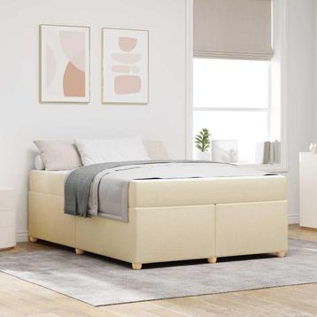vidaXL Bedframe met matras Crème 160 x 200 cm Stof beschikbaar voor biedingen