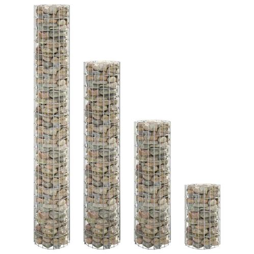 vidaXL Gabion plantenbakken 4 st rond verhoogd, Tuin en Terras, Bloembakken en Plantenbakken, Minder dan 60 cm, Nieuw, Metaal