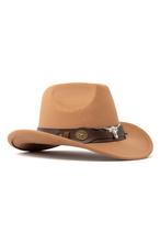 Cowboyhoed Bruin Wolvilt Stier Bruine Cowboy Western Hoed St, Ophalen of Verzenden, Nieuw, Overige maten, Carnaval