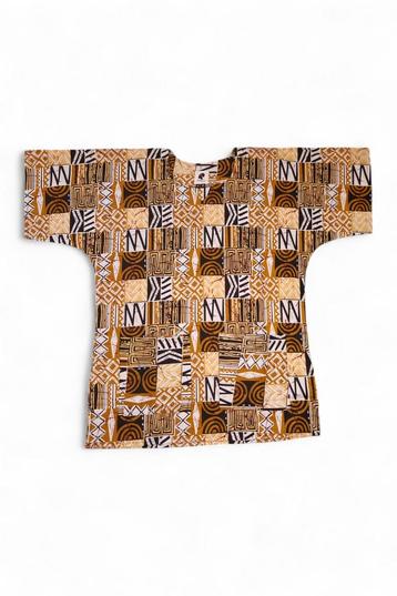 Zand Bogolan Mosaic Dashiki Shirt / Dashiki Jurk - Afrikaans beschikbaar voor biedingen