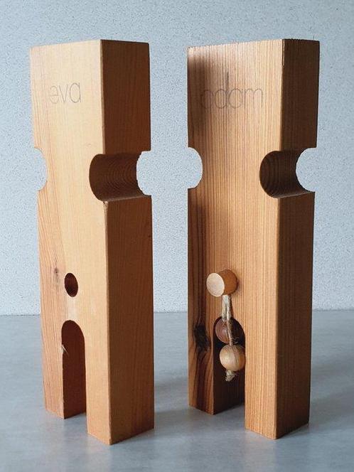 Beeldje - Hout, „Adam en Eva” houten beeld gemaakt van, Antiek en Kunst, Kunst | Designobjecten