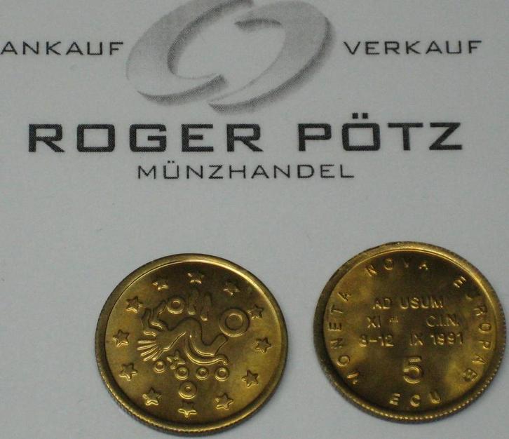 5 Ecu 1991 Belgie Pferd mit Riffelrand selten -, Postzegels en Munten, Munten | Europa | Niet-Euromunten, Verzenden