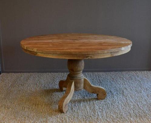 Ronde Eettafel Teakhout met Bolpoot Bali-Ø110 cm, Huis en Inrichting, Tafels | Eettafels, Nieuw, Ophalen of Verzenden