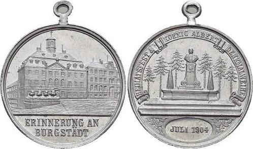 Medaille 1904 Sachsen-burgstaedt, Stadt, Postzegels en Munten, Penningen en Medailles, Verzenden