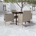 vidaXL 5-delige Tuinset met kussens beige en zwart, 4 zitplaatsen, Nieuw, Tuinset, Verzenden