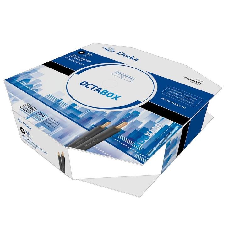 Draka Octabox VD Installatiedraad 1.5mm2 zwart – 100 meter, Doe-het-zelf en Verbouw, Elektra en Kabels, Ophalen of Verzenden