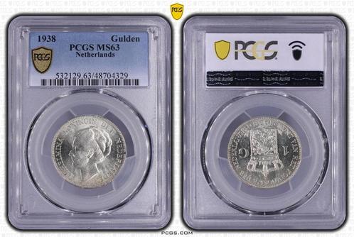 Koningin Wilhelmina 1 gulden 1938 MS63 PCGS gecertificeerd, Postzegels en Munten, Munten | Nederland, Losse munt, 1 gulden, Koningin Wilhelmina
