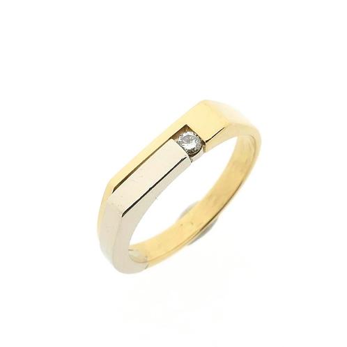 Bicolor gouden ring met diamant | 0,03 ct. (witgoud), Sieraden, Tassen en Uiterlijk, Ringen, Dame, Met edelsteen, Overige kleuren