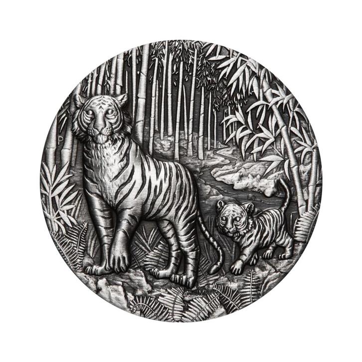 2 oz zilveren Lunar III Year of the Tiger antique finish, Postzegels en Munten, Edelmetalen en Baren, Verzenden
