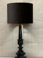 Tafellamp Bianco Barok , bruin kap velours, dia 47 cm, Huis en Inrichting, Lampen | Tafellampen, Ophalen, Barok , Hout, Zo goed als nieuw