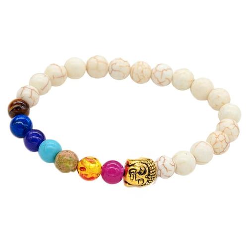 Fako Bijoux® - Buddha Armband - Chakra Reiki - Crème -, Sieraden, Tassen en Uiterlijk, Armbanden, Verzenden