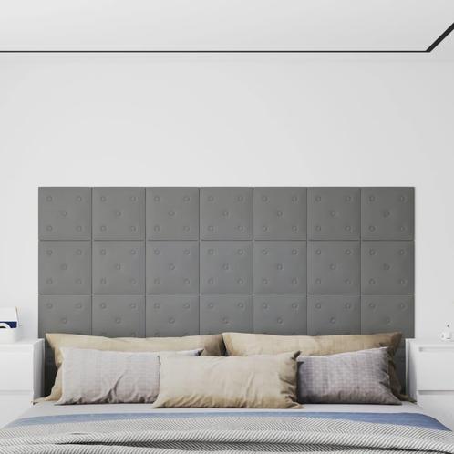 vidaXL Wandpanelen 12 st 1,08 m² 30x30 cm kunstleer grijs, Doe-het-zelf en Verbouw, Platen en Panelen, Nieuw, Verzenden