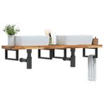 vidaXL Badkamer wandschap staal en massief acaciahout, Verzenden, Nieuw