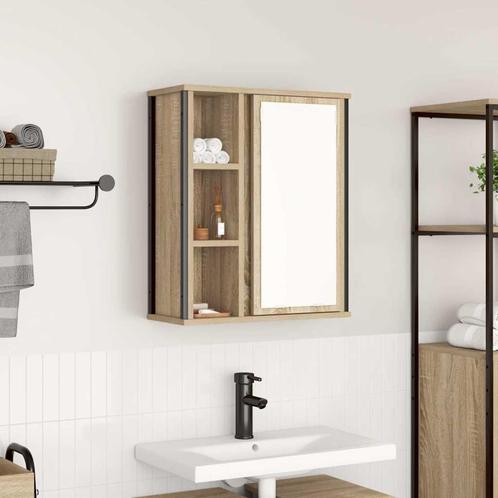 vidaXL Badkamerwandkast met spiegel 50x21x60 cm sonoma, Huis en Inrichting, Tafels | Kaptafels, Nieuw, Verzenden