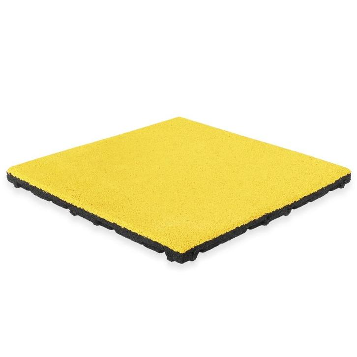 Rubber tegel met EPDM toplaag - 50 x 50 cm - 45 mm - Geel, Tuin en Terras, Tegels en Klinkers, Verzenden