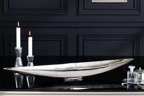 Handgemaakte decoratieve kom SILVER LEAF 80cm zilver, Huis en Inrichting, Woonaccessoires | Vazen, Ophalen of Verzenden