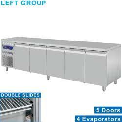 Rvs Gekoelde Werkbank | 5 Deurs - 253 x 70 x 85/90 cm, Zakelijke goederen, Horeca | Keukenapparatuur, Verzenden