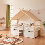 Kinderbed Surnadal Huisbed met dak 2 lades en trapje 200x90, Huis en Inrichting, Slaapkamer | Bedden, Verzenden, Nieuw