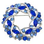 Fako Bijoux® - Broche - Krans - Kristal - Ø 49mm - Zilver -, Sieraden, Tassen en Uiterlijk, Broches, Verzenden, Nieuw