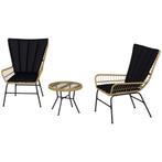 TRUUSK 3-delige Rattan Zitgroep Tuinset Tuinmeubelset Met 2, Tuin en Terras, Verzenden, Nieuw