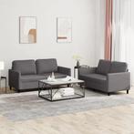 vidaXL 2-delige Loungeset met kussens kunstleer grijs, Verzenden, 150 tot 200 cm, Nieuw, Leer