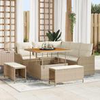 vidaXL Tuin Sofa Set met kussen 8 pcs Beige, Crème 100 x 100, Verzenden, Nieuw, Rotan
