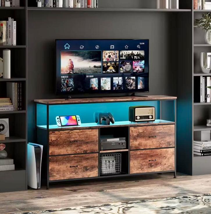 Nieuwe TV-kast / Ladekast met LED-verlichting - Dressoir TV, Huis en Inrichting, Kasten | Dressoirs, Nieuw, Met lade(s), Met deur(en)