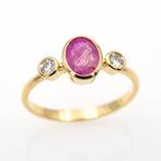 Ring - 18 karaat Geel goud - 1.57ct. tw. Robijn - Diamant, Nieuw