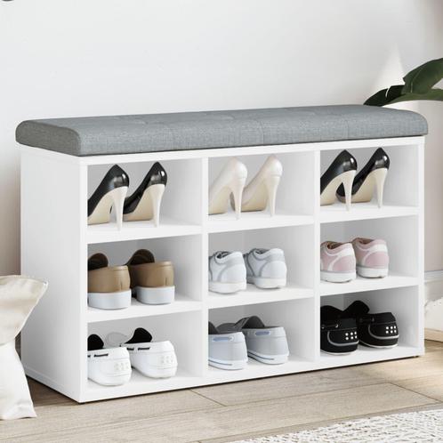 vidaXL Schoenenbank 82x32x50 cm bewerkt hout wit, Huis en Inrichting, Banken | Voetenbanken en Poefen, Nieuw, Verzenden