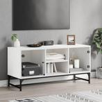 vidaXL Tv-meubel met glazen deuren 102x37x50 cm wit, 100 tot 150 cm, Verzenden, Nieuw, Minder dan 100 cm