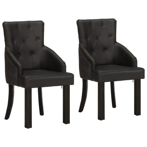 vidaXL Eetkamerstoelen 2 st echt geitenleer zwart, Huis en Inrichting, Stoelen, Zwart, Nieuw, Verzenden