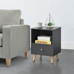 Nachtkastje Sundsvall met lade 54x40x30 cm wit donkergrijs, Huis en Inrichting, Tafels | Bijzettafels, Verzenden, Nieuw