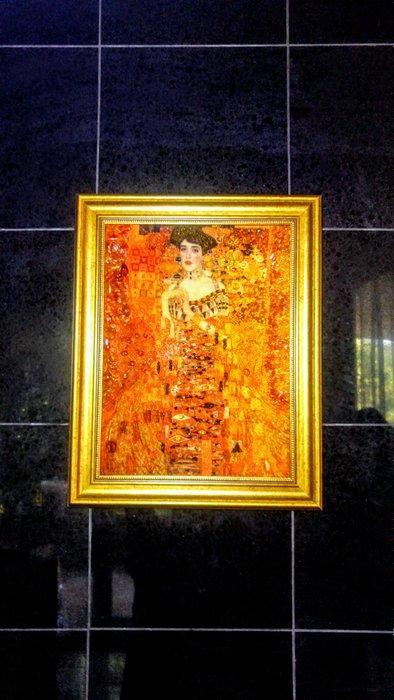 Baltische barnsteen mozaïekfoto - Gustav Klimt - Adele -, Verzamelen, Mineralen en Fossielen