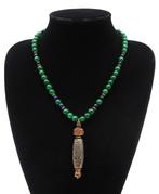 Emeraude, Lapis lazuli - Boeddhistische ketting - Dzi met 6
