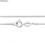 Zilveren box ketting 50 cm rhodium 0.8 mm, Sieraden, Tassen en Uiterlijk, Kettingen, Verzenden, Nieuw, Zilver