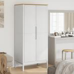 vidaXL Kledingkast FLORO 77x53x171 cm massief grenenhout wit, Huis en Inrichting, Kasten | Kledingkasten, Verzenden, Nieuw