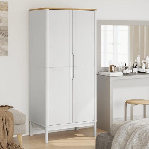 vidaXL Kledingkast FLORO 77x53x171 cm massief grenenhout wit, Huis en Inrichting, Kasten | Kledingkasten, Nieuw, Verzenden