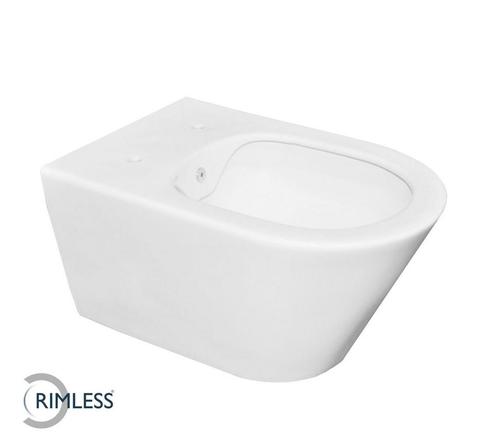 Luxe rimless wandcloset 53 cm met bidet-functie mat wit, Doe-het-zelf en Verbouw, Sanitair, Nieuw, Verzenden